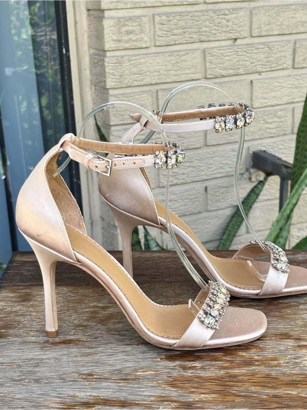 Tory Burch Penelope 100mm Crystal Embellished Ankle Strap Stiletto Sandals Champ